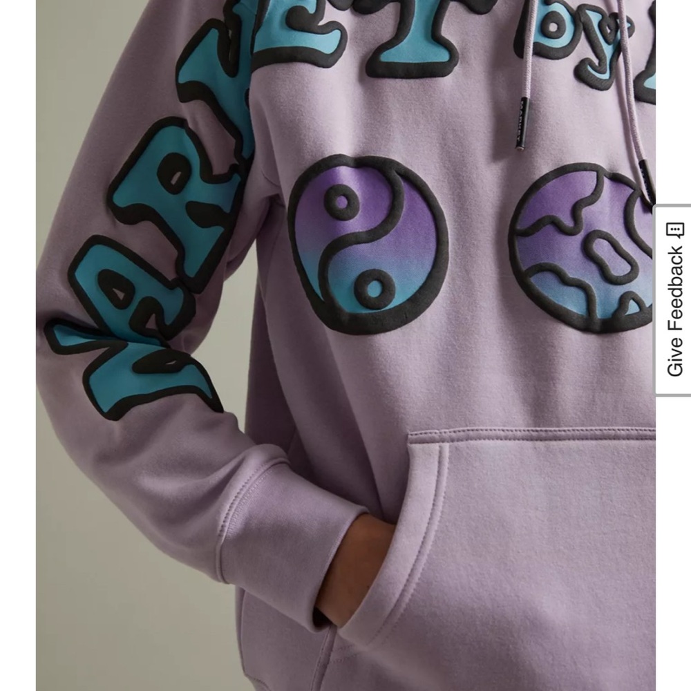 Urban Outfitters Market Lock Peace Hoodie Sweatshirt Purple Unisex Size M Cotton - Picture 3 of 9